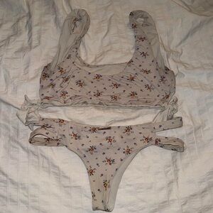 San Lorenzo Floral Bikini Set - Cream with Multicolor Flowers